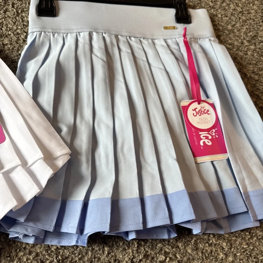 2 Justice Skort Skirt Girls Medium 10 Pleated Built In Shorts Tech Pocket